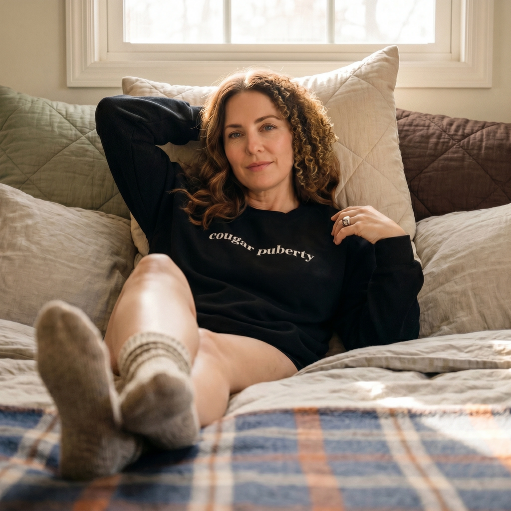 Cougar Puberty Crewneck Sweatshirt | Funny Midlife Humor
